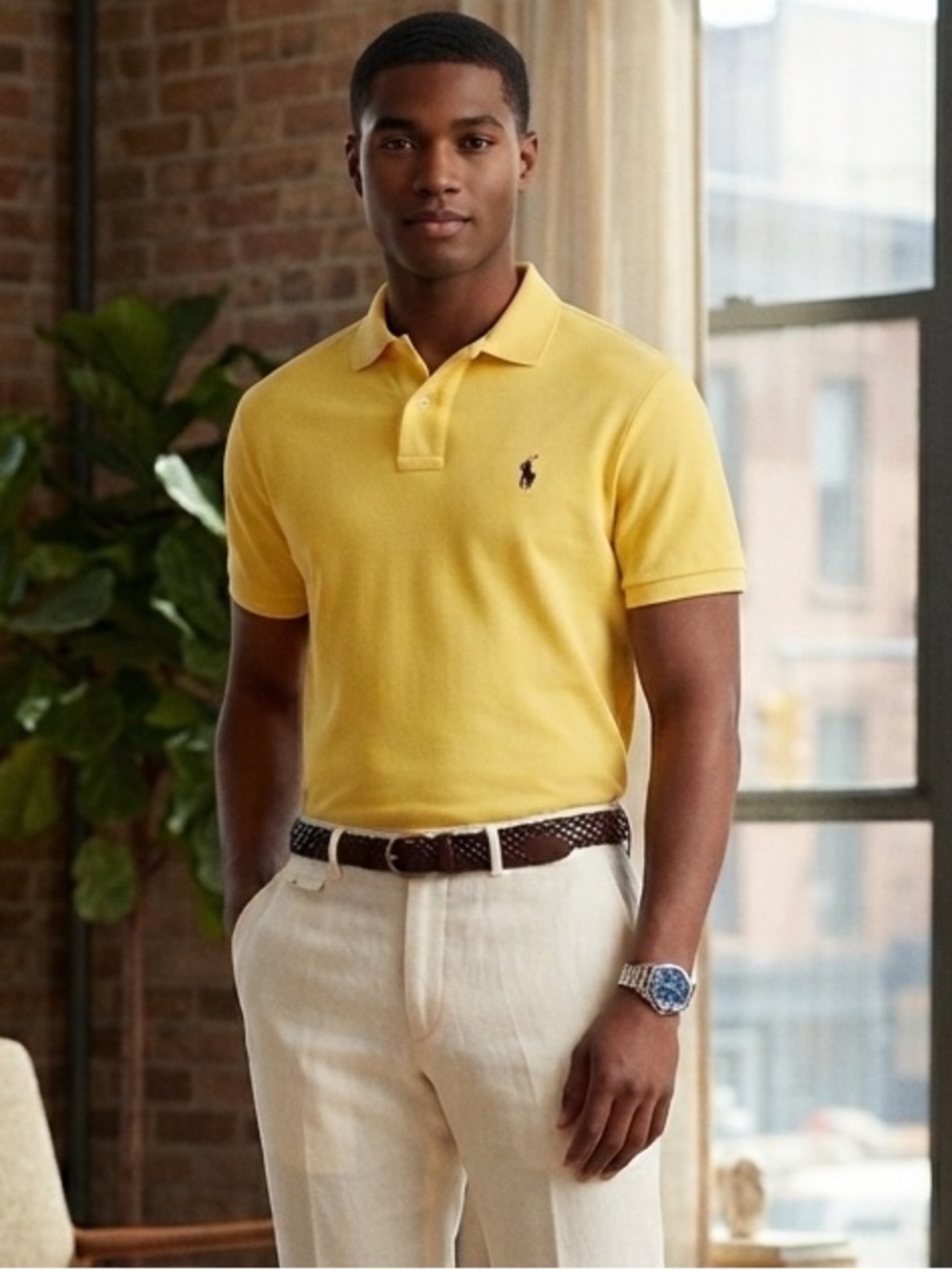 Polo Ralph Lauren Yellow Custom Fit Mesh Polo Shirt Size XL Men's Short Sleeve